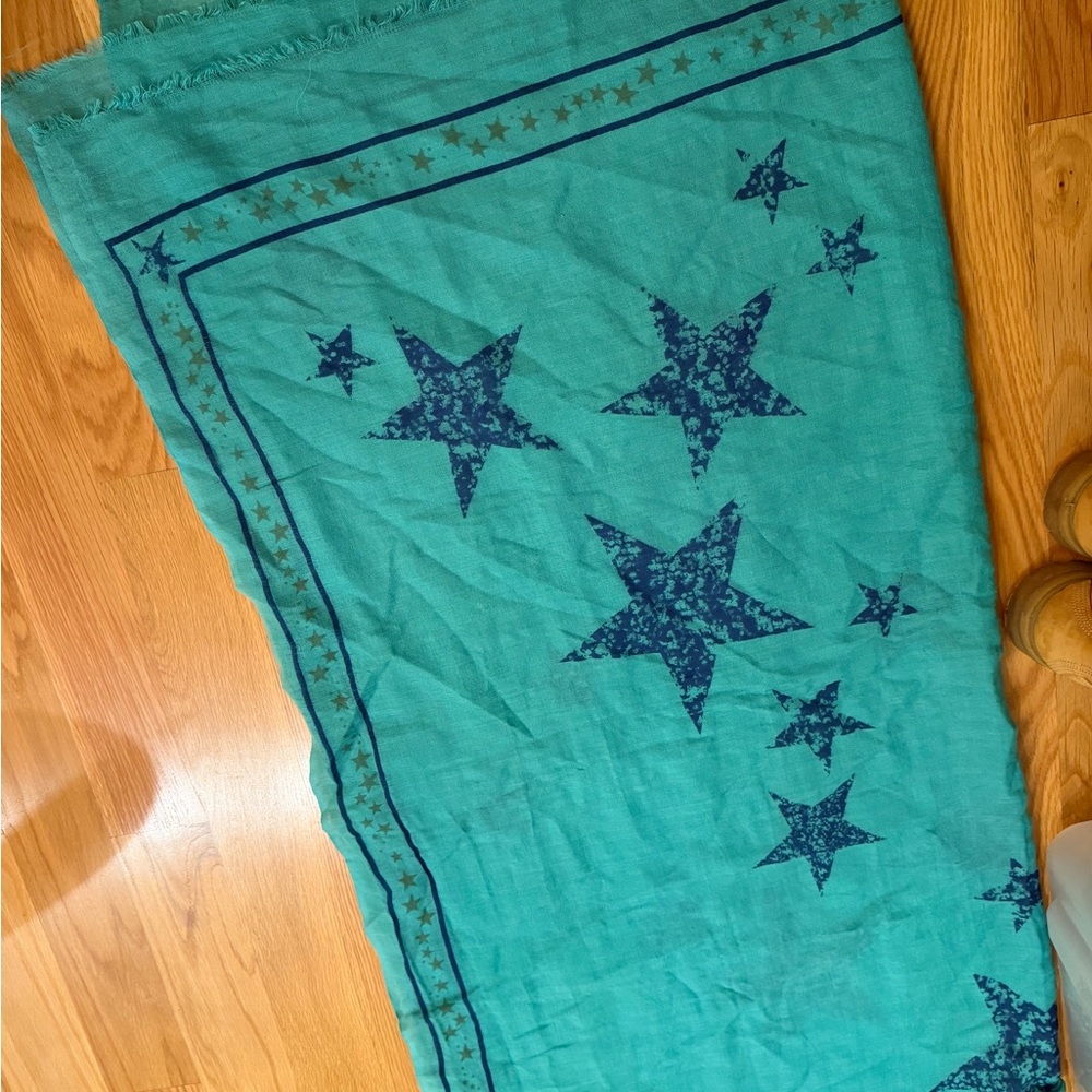 Teal Star Patterned Scarf